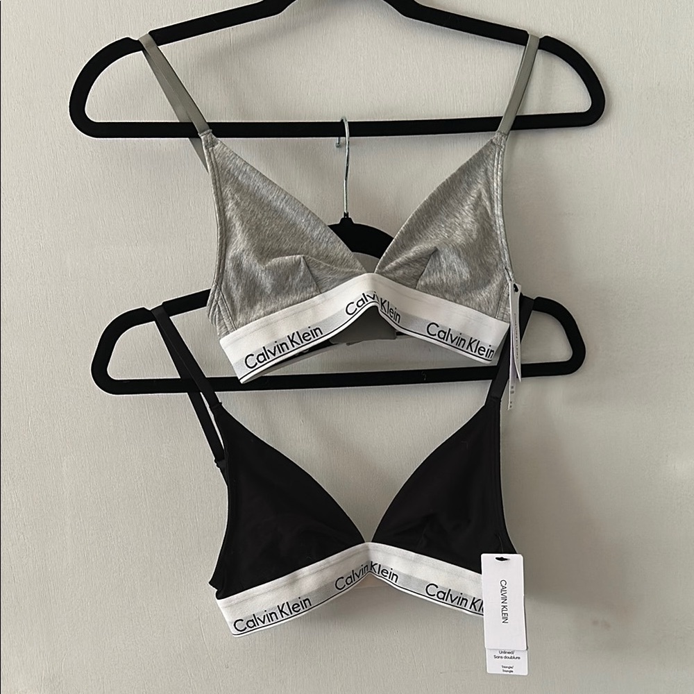 Calvin Klein Black and Gray Bralette Set with Signature Elastic Band